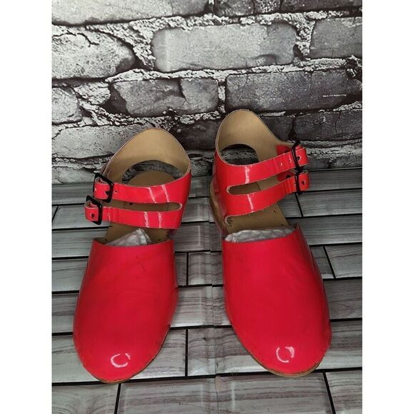 Hot Pink Patent Leather Handmade Ankle Strap Clogs Shoes Women Sz 38EU/7.5M US - Picture 2 of 16